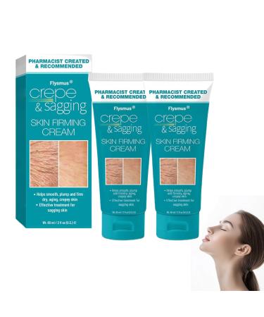 Flysmus Skin Firming Cream Addressing Crepe & Sagging for Face & Body with Hyaluronic Acid + Vitamin E and A Chemical Free Cream for Skin Tightening (2PCS 60ML) 2PCS 2 Fl Oz (Pack of 1)