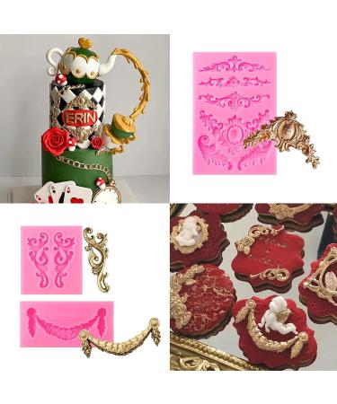 Rainmae 4 Pcs Baroque Fondant Silicone Molds - Flower Lace & Filigree Design for Cupcake Toppers & Crafting - Style 5 - Buy Online on GoSupps.com