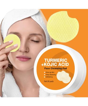 30 Turmeric Kojic-Acid Pads - Turmeric Cleansing Pads for Women | Turmeric Kojic-Acid Exfo-liating Cleansing Pads | Turmeric Face Exfoliator Pads for Face and Body - Buy Online on GoSupps.com