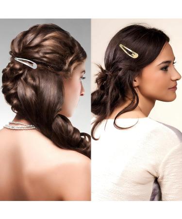 Lusofie 60Pcs 2 Inch Metal Hair Snap Clips for Women Girls with Storage Box - Gold, Silver, Black | Simple Snap Barrettes - Buy Online on GoSupps.com