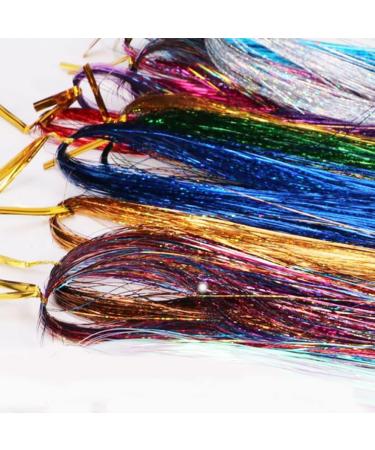 Hair Tinsel Kit 37inch Glitter Hair Tinsel Extensions 13 Colors PET Safe Bright Color Holographic Sparkle Shiny Straight Hair Extensions for Women Girls - Buy Online on GoSupps.com