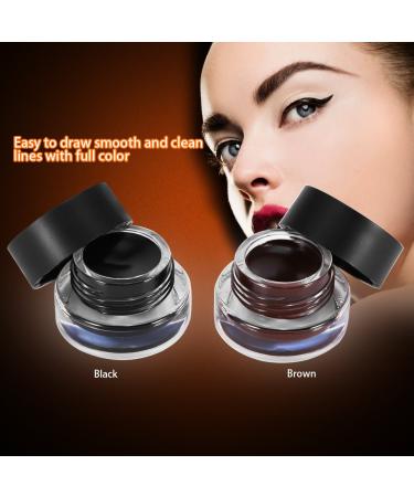 Buy Waterproof Gel Eyeliner Set - Long Lasting Black & Brown Makeup with Brushes - International Shipping - Buy Online on GoSupps.com