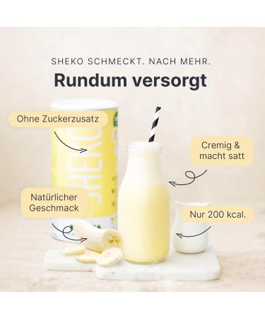 Sheko Banana Meal Shake | 25 Creamy Low-Calorie Shakes | Gluten-Free & Naturally Delicious | 450g Pack for Weight Loss - Buy Online on GoSupps.com