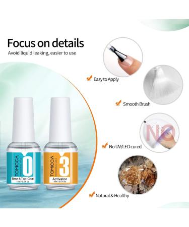 TOMICCA Dip Powder System Starter Kit - 2x15ml Dipping Top & Base Coat with Activator | No UV/LED Dip Manicure Set | Large Capacity Liquid Set for Nail Polish - Buy Online on GoSupps.com