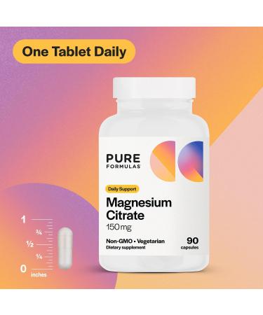 PureFormulas Magnesium Citrate - Supplement for Sleep, Heart Health - Non-GMO - 90 Vegetarian Capsules - Buy Online on GoSupps.com
