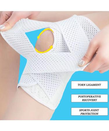 NELLHOMY Professional Knee Brace with Side Stabilizers Medical Knee Support for Knee Pain Adjustable Knee Compression Sleeve Support with Ultra-Soft Bandage for Women Arthritis ACL Workout(White S) Small White - Buy Online on GoSupps.com