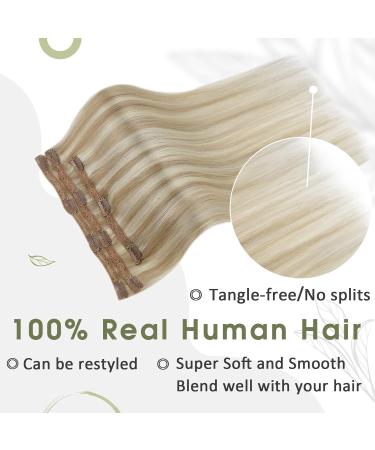Runature Real Hair Extensions Clip-In Ash Blonde & Platinum Blonde - Seamless Remy Hair 35cm (14 inch) 50g 3 Pieces #18P60 - Buy Online on GoSupps.com