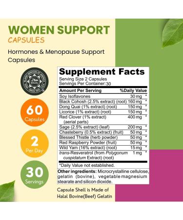 Hormones Balance & Menopause Supplements for Women | Hot Flashes & Mood Swings Relief | Halal Black Cohosh & Red Clover | 30 Servings - Buy Online on GoSupps.com