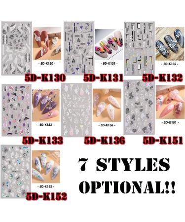 Nail Decorations French Design Acrylic Sliders Decals Black White 5D Engraved Embossed Nail Stickers Flower Leaves(5D-K133) - Buy Online on GoSupps.com