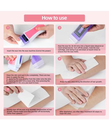 Tobcharm Roll On Wax Kit | Professional Hair Removal Wax Roller with Portable Warmer and Soft Wax Cartridge | 50 Strips Included | At-Home Waxing Kit for Women and Men - Buy Online on GoSupps.com