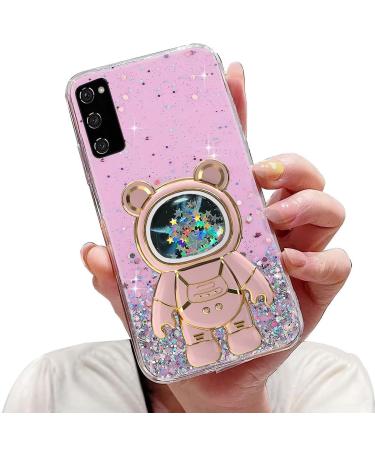 Tivenfezk Nadoli for Samsung Galaxy S20 Plus Treisand B r Astronaut Hidden Stand Shell caricature glitter astronaut stand Soft silicone bling cell phone case.