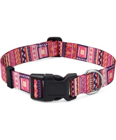Mihqy Adjustable Soft Dog Collar - Comfortable Bohemian Design for Small Medium & Large Dogs - Orange Geometric Pattern (Neck 33-55 cm Width 2 cm) - Buy Online on GoSupps.com