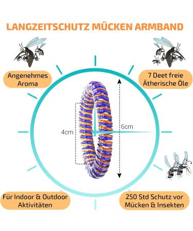 Oolleno Mosquito Protection Bracelet - Insect Defense for Outdoor Activities Camping & Hiking - 14 Bracelets + 60 Stickers for Kids & Adults - Buy Online on GoSupps.com