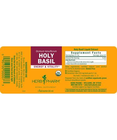 Buy Herb Pharm Holy Basil 1 fl oz - Premium Herbal Extract for Stress Relief - Buy Online on GoSupps.com