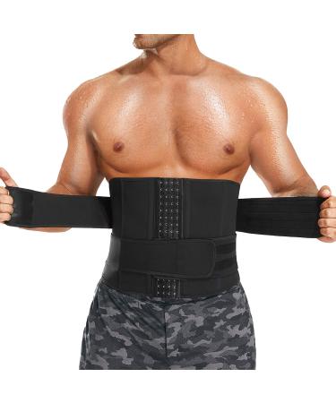 Bafully men's abdominal belt sports sport fitness belt body shaper sweat belt neoprene sauna belt waist trimmer belly belt waist trainer with Velcro fastener S black