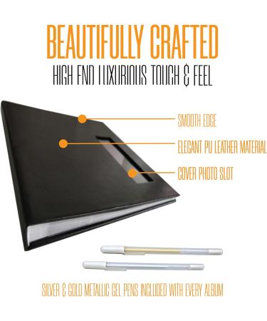 Photo Booth Nook Scrapbook Album & Gel Pens - Scrapbooking Journal with Black Leather Cover - 40 White Pages 2x6 Cover Picture Slot & Photo Strip Inserts - Wedding Graduation Photos (1 Count) 1 B&W - Buy Online on GoSupps.com