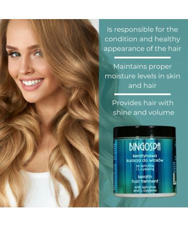 Keratin Hair Treatment for Brittle Hair Damaged Hair and Split Ends with Spirulina and L-Cysteine - 250g BINGOSPA - Buy Online on GoSupps.com