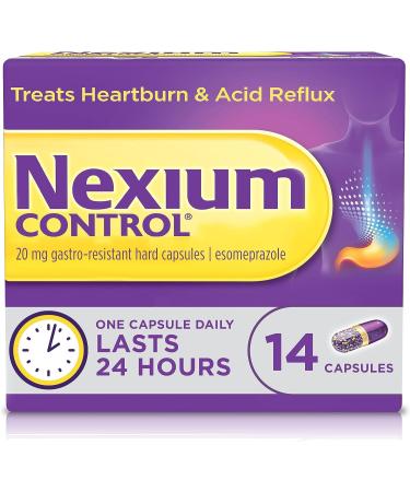 NEXIUM Control Capsules Gastro-Resistant Esomeprazole 20 mg Easy-to-swallow heartburn relief For 24hr protection 14 Count (Pack of 1) Capsules NEXIUM CONTROL 14S