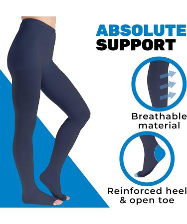 Plus Size Compression Tights for Women 20-30mmHg | Open Toe Graduated Hose for Swelling & Pregnancy | Navy 5X-Large - A214NV8 - Buy Online on GoSupps.com