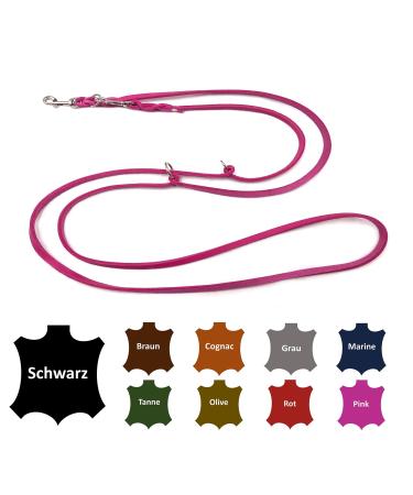 Dog leash fat leather small dogs/large dogs 2m / 2.40m / 2.80m / 3.50m / 5m double leash adjustable (5m X 8mm Pink) 5m X 8mm Pink
