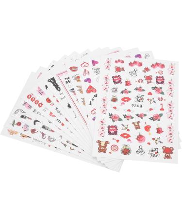 Valentine's Day Nail Art Stickers Heart Lips Rose Bear Cupid High Heels 12 Sheets SelfAdhesive Romantic Nail Decals Loved Ones or Friends DIY Nail Design Decoration - Buy Online on GoSupps.com