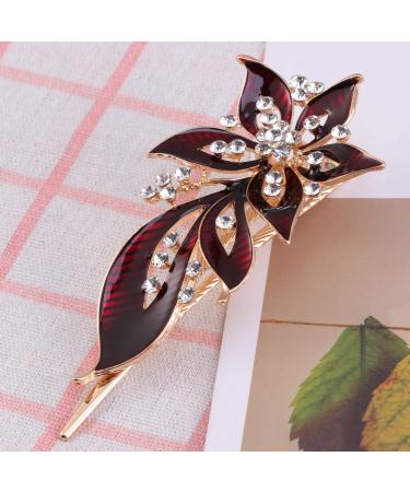 Lurrose Red Crystal Antique Flower Hair Clips Elegant Hair Accessories for Women - Buy Online on GoSupps.com