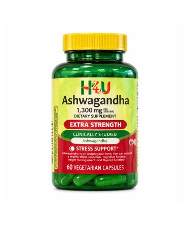H4U 4 TOP Care Ashwagandha Dietary Supplement 1300 mg Stress Relief and Mood Enhancer 60 Vegetarian Capsules