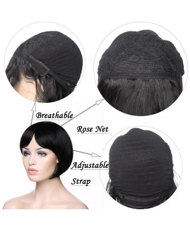 Buy Sego Short Bob Wigs - Remy Real Hair Straight Ponytail Natural Black 12 Inches | Perfect for Cosplay & Everyday Wear - Buy Online on GoSupps.com