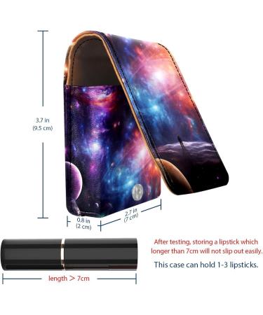 Buy Stylish Leather Lipstick Case with Mirror | Mini Lip Gloss Organizer - Abstract Galaxy Pattern - Buy Online on GoSupps.com