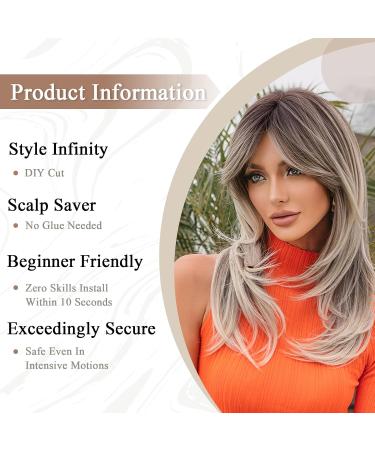 Allbell Long Straight Grey Blonde Wig with Bangs - Natural Looking Synthetic Hair for Women - Buy Online on GoSupps.com