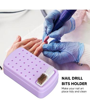 30 Deep Holes Dust Proof Organizer with Sturdy Base & Cleaning Brush Portable Nail Drill Bits Holder for On The Go Use (Purple) - Buy Online on GoSupps.com