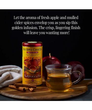 The Republic of Tea Hot Apple Cider Tea 36 Bags Tin - Harvest Herbal Blend, Caffeine-Free, 36 Count - Buy Online on GoSupps.com