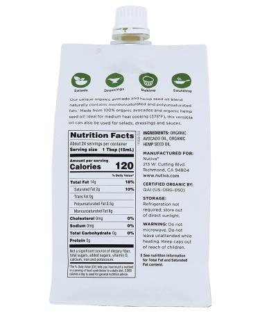 Nutiva Organic Avocado Oil 12 fl oz - Cold-Pressed & Pure | Healthy Cooking Oil - Buy Online on GoSupps.com
