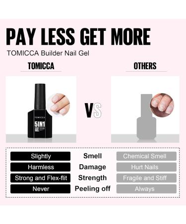 Tomicca 5 in 1 Milky White Builder Nail Gel 15ml - UV/LED Rubber Base for Nail Extension Repair & Strengthening - Buy Online on GoSupps.com