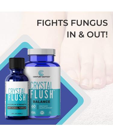 Crystal Flush 2 Step Fungus Fighting System - Tolnaftate 1% Anti-Fungal Solution & Immune Support Capsules - 30-Day Toenail Fungus Treatment Kit - Buy Online on GoSupps.com