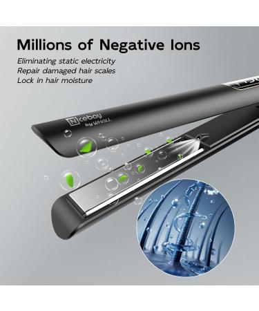 Nicebay Titanium Flat Iron - Negative Ions 5 Temp Settings Travel Friendly Hair Straightener & Curler - Fast Heating Black & Yellow - Buy Online on GoSupps.com