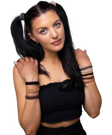 Basic Sense Regular Hair Ties - Premium Cotton Mixed Seamless Elastics Soft & Strong Hold Metal-Free for Daily Comfort Regular Brown M Brown - Buy Online on GoSupps.com