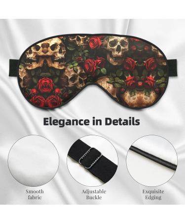 SSIMOO Skull & Red Rose Soft Sleep Eye Mask | Breathable Travel Eye Patch for Relaxation | Black - Buy Online on GoSupps.com