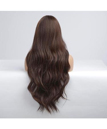 HAIRCUBE Long Dark Brown Curly Synthetic Wig for Women - Middle Parting Cocoa Brown - Buy Online on GoSupps.com