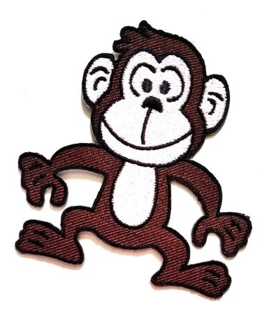 Nipitshop Patches Cute Monkey Brown Monkey eat Banana Cartoon Kids Patch Embroidered Iron On Patch for Clothes Backpacks T-Shirt Jeans Skirt Vests Scarf Hat Bag Monkey4