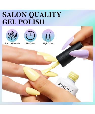 AIMEILI Easter Pastel Gel Nail Polish Set 8ml 12 Colours Spring Summer Pink Yellow Blue Purple Soak Off UV LED Gel Nail Polishes Nail Art Gel Polish Gift Kit 9 KIT12-9_8ML 0.67 ml (Pack of 12) - Buy Online on GoSupps.com
