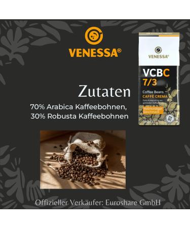 VENESSA Caff Crema VCBC 12 x 1 kg Packs of Whole Coffee Beans 7/3 Highly Creamy Vending Coffee Gentle Roasted 70% Arabica 30% Robusta - Buy Online on GoSupps.com