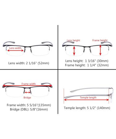 Eyekepper Lightweight Half Rim Reading Glasses - 3 Pieces Mix for Men & Women (+2.75 Strength) - International Shipping Available - Buy Online on GoSupps.com