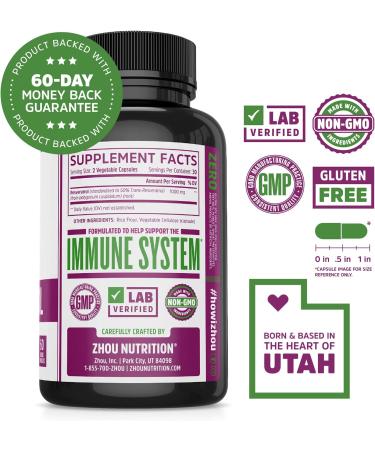 Zhou Resveratrol Supplement: Healthy Aging & Heart Health Support - 30 Servings, 60 Veg Caps - Buy Online on GoSupps.com