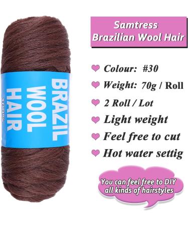 Samtress 2 Roll Honey Brown Brazilian Wool Hair Acrylic Yarn for African Crochet Braids Faux Locs Knitting Hair Synthetic Fiber Hair Extensions (#30) - Buy Online on GoSupps.com