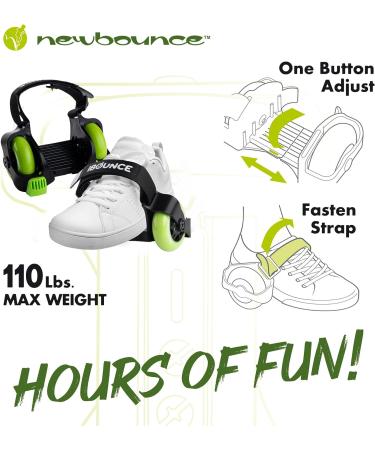 New-Bounce Heel Wheel Skates - Adjustable Roller Skates for Kids - Green | One Size Fits Most - Buy Online on GoSupps.com