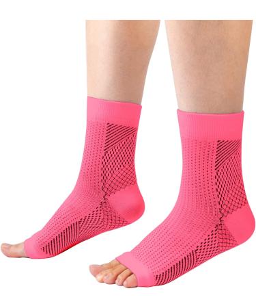 4 Pairs Plantar Fasciitis Socks Neuropathy Socks Ankle Compression Socks for Women Men Medical Ankle Support Brace Wide Calf Compression Socks for Flying Running S (2-4.5) 4 Pairs Pink - Buy Online on GoSupps.com