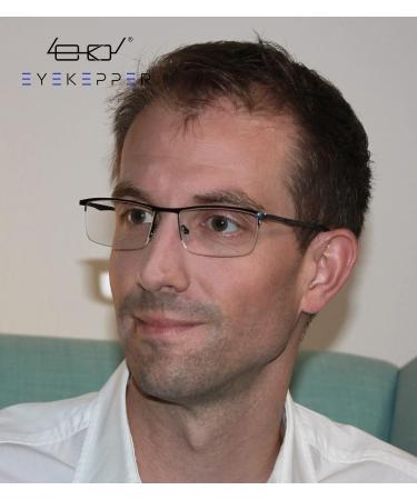 Eyekepper Half Rim Metal Reading Glasses +0.75 | Stylish Brown Spring Hinge Eyewear for Comfort - Buy Online on GoSupps.com