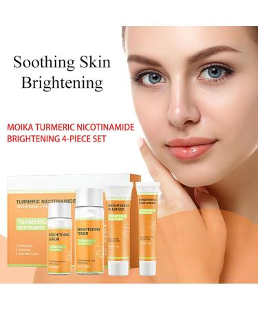 Turmeric Face Care New 4 Piece Turmeric Niacinamide Skin Care Set Skin Soothing Kit (Serum Toner Face Wash Face Cream) - Buy Online on GoSupps.com