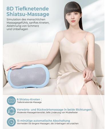 Back and Neck Massager with Warmth - Deep Tissue Massage Pillows for Shoulders Back & Legs - Perfect Gift in Gray Blue - Buy Online on GoSupps.com
